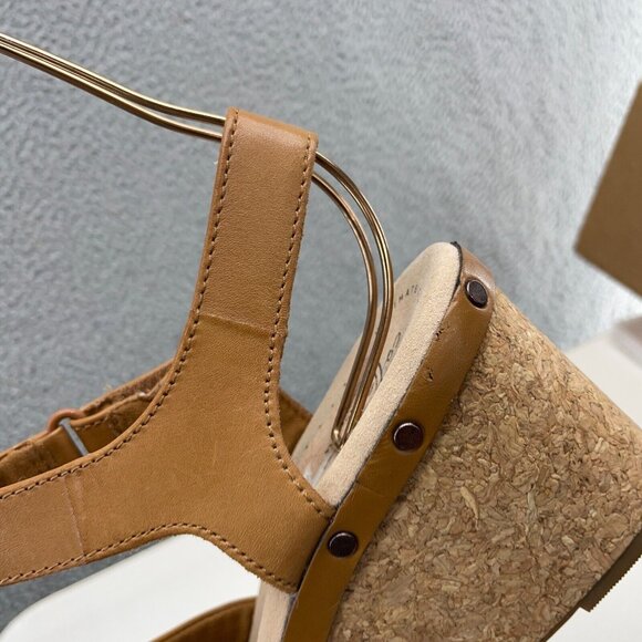 Clark Collection Sandals Womens 10 M Tan Comfort Shoes Leather Slingback Wedge - Picture 11 of 13